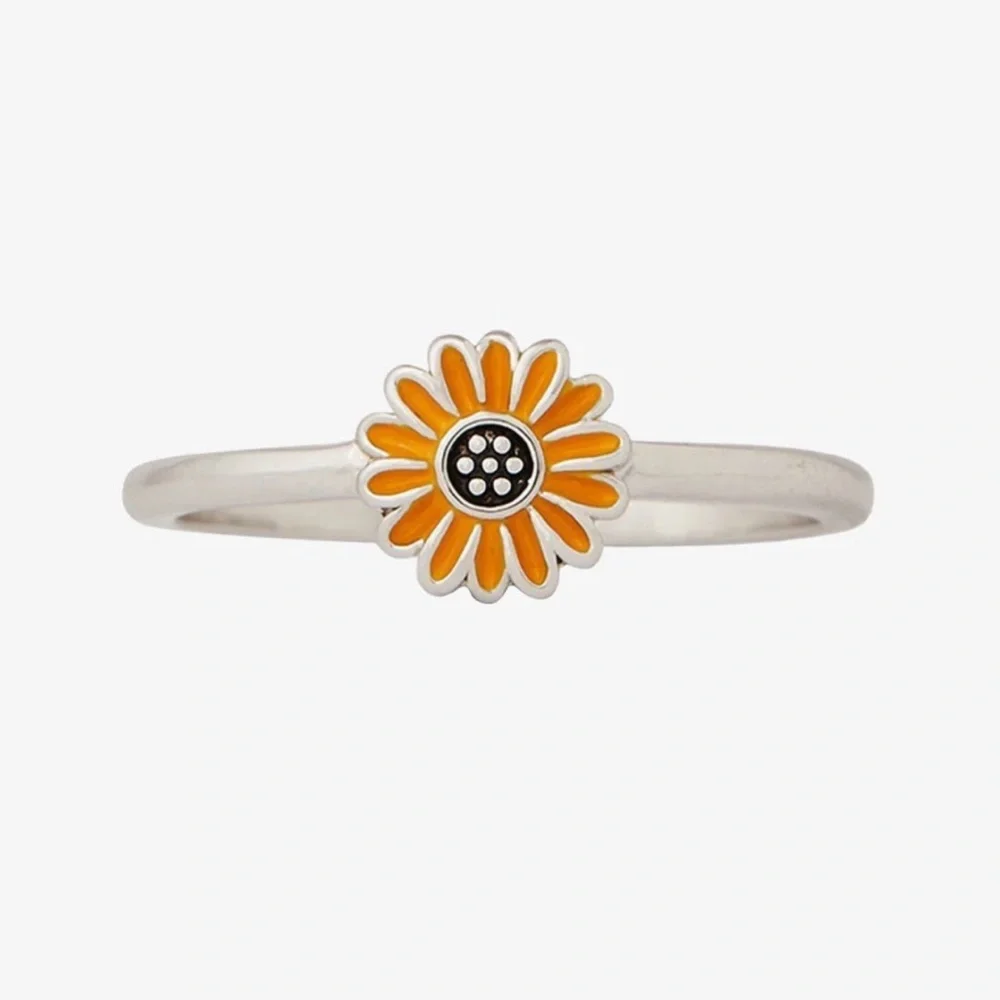 NWT Pura Vida Enamel Sunflower Ring in Silver - Picture 3 of 4